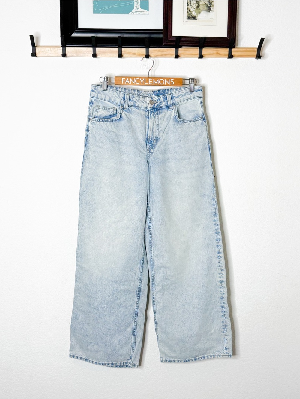 H&M Divided Wide Leg Jeans Light Wash High Rise Relaxed Denim Women’s Size 6